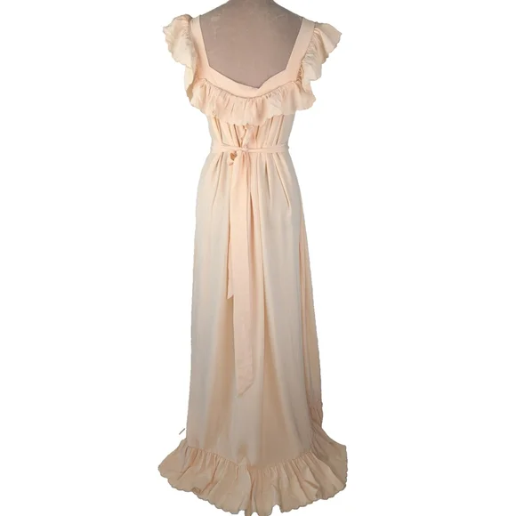 DOEN Sycamore Ruffled Silk Tiered Maxi Dress Size Small Sunlit Coral Peasant - Picture 6 of 13